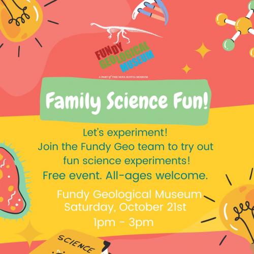 Family Science Fun  Saturday, October 21st 1pm – 3pm graphic.